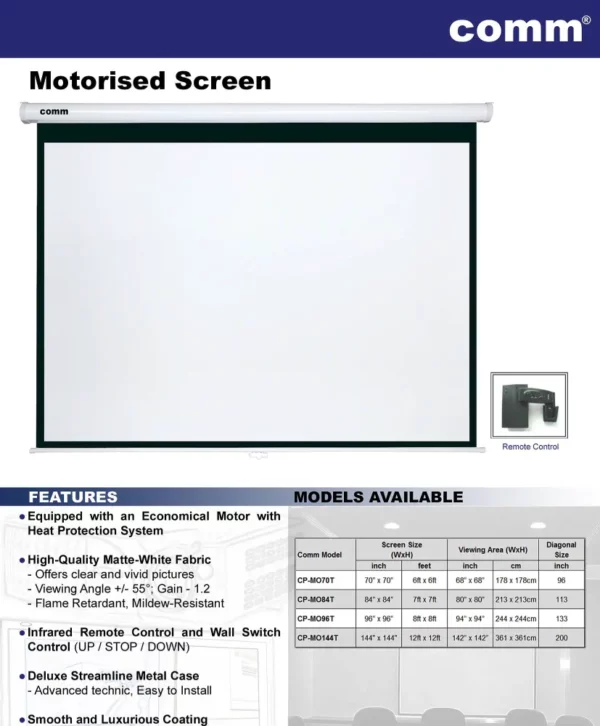 Comm Motorised Projector Screen Brochure
